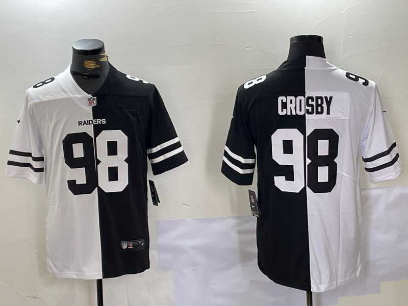 Mens Las Vegas Raiders #98 Maxx Crosby White Black Peaceful Coexisting Vapor Stitched Jersey Dzhi